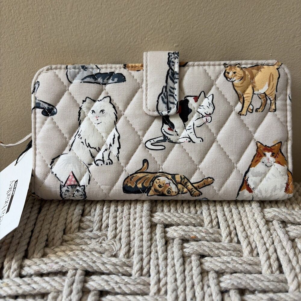 Vera Bradley Tab Wallet Bifold Cotton A Cat's Life Cats Exact Print NWT